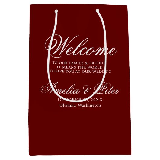 ブルゴーニュモダン結婚の歓迎 ミディアムペーパーバッグ (正面)