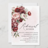 ブルゴーニュモダン赤面フローラリハーサルディナー 招待状 (正面)