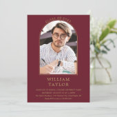 ブルゴーニュモダン金ゴールドアーチ写真卒業パーティーI 招待状 (スタンド正面)