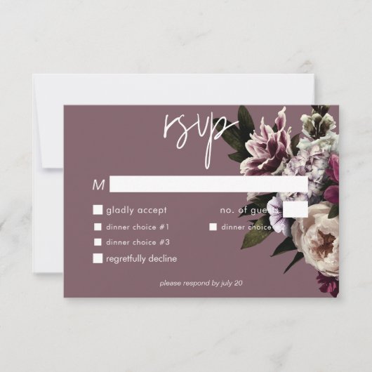 ブルゴーニュモダン&クリームペオニーズフローラディナー 出欠カード (正面)