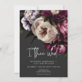 ブルゴーニュモダン&クリームペオニーフローラブラック 招待状 (正面)
