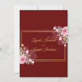 ブルゴーニュモダン,シックなフローライスラム教結婚徒の 招待状 (裏面)