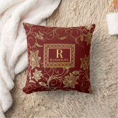 ブルゴーニュモノグラムのー及び金ゴールドフローラ装飾用クッション クッション (ブランケット)