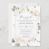 ブルゴーニュユーカリフローラ幾何学ブライダルシャワー 招待状 (正面)