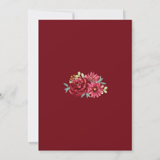 ブルゴーニュユーカリプトゥスウォーターカラーフローラ秋の結婚式 招待状 (裏面)