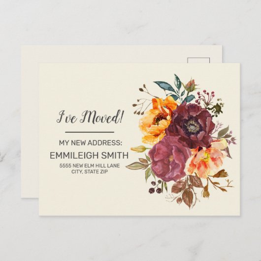 ブルゴーニュラストオレンジフローラ変更アドレス 案内ポストカード (正面/裏面)