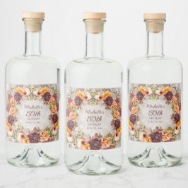 ブルゴーニュラストオレンジフローラ女子50誕生日 リキュールボトルラベル