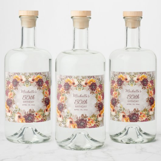 ブルゴーニュラストオレンジフローラ女子50誕生日 リキュールボトルラベル (ボトル)