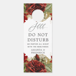 ブルゴーニュレッドと金ゴールドヴィンテージ結婚バラ ドアノブサイン