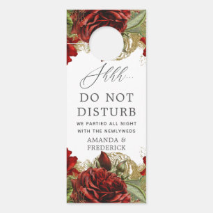 ブルゴーニュレッドと金ゴールドヴィンテージ結婚バラ ドアノブサイン