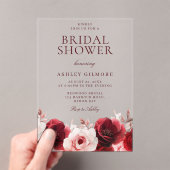 ブルゴーニュレッドエレガンス：レッドローズブライダルシャワー アクリル招待状 (インサイチュ (ポータブル))