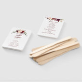 ブルゴーニュレッドエレガントフローラ結婚式 プログラム ハンドファン (組立なし)