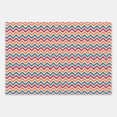 ブルゴーニュレッドティール（緑がかった色）金ゴールドオレンジグリーンストライプズ ラッピングペーパーシート (正面3)