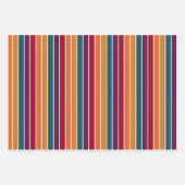 ブルゴーニュレッドティール（緑がかった色）金ゴールドオレンジグリーンストライプズ ラッピングペーパーシート (正面2)