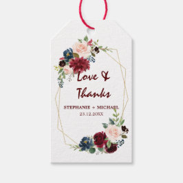 ブルゴーニュレッドネイビーフローラ幾何学ギフトラベル ギフトタグ