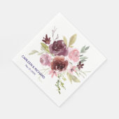 ブルゴーニュレッドネイビーブルー結婚フローラ スタンダードランチョンナプキン (角)