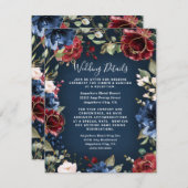 ブルゴーニュレッドネイビーブルー金ゴールドと赤面ピンク結婚ズ エンクロージャーカード (正面/裏面)