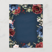 ブルゴーニュレッドネイビーブルー金ゴールドと赤面ピンク結婚ズ エンクロージャーカード (裏面)