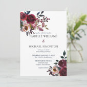 ブルゴーニュレッドピンクローズ結婚フローラ 招待状 (スタンド正面)