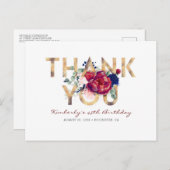 ブルゴーニュレッドピーオンネイビーブルー誕生日サンキューサンキュー ポストカード (正面/裏面)