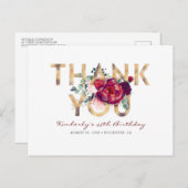 ブルゴーニュレッドピーニー金ゴールド誕生日サンキューユア ポストカード (正面/裏面)