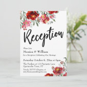 ブルゴーニュレッドフローラウェディングレセプションタイポグラフィ 招待状 (スタンド正面)