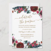 ブルゴーニュレッドフローラクリスマスパーティー 招待状 (正面)