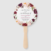 ブルゴーニュレッドフローラコンテンポラリー結婚式 プログラム ハンドファン (正面)