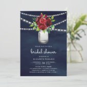 ブルゴーニュレッドフローラネイビーQRコードブライダルシャワー 招待状 (スタンド正面)
