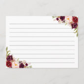 ブルゴーニュレッドフローラブライダルシャワーレシピカード エンクロージャーカード (裏面)