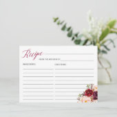 ブルゴーニュレッドフローラブライダルシャワーレシピカード エンクロージャーカード (スタンド正面)