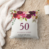 ブルゴーニュレッドフローラボホ50誕生日ギフト クッション (ブランケット)