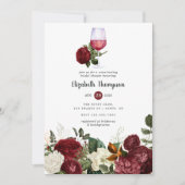 ブルゴーニュレッドフローラワインテイスティングブライダルシャワー 招待状 (正面)