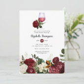 ブルゴーニュレッドフローラワインテイスティングブライダルシャワー 招待状 (スタンド正面)