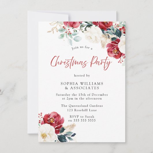 ブルゴーニュレッドフローラ会社ファミリークリスマスパーティー 招待状 (正面)