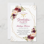 ブルゴーニュレッドフローラ登録ナース卒業 招待状 (正面)