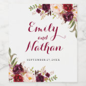 ブルゴーニュレッドフローラ秋の結婚式ワインラベル ワインラベル (シングルラベル)