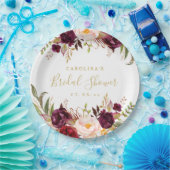 ブルゴーニュレッドフローラ素朴ブライダルシャワー ペーパープレート (パーティー)