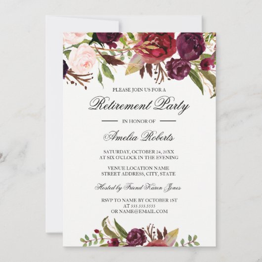 ブルゴーニュレッドフローラ退職パーティー 招待状 (正面)