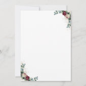 ブルゴーニュレッドフローラ金ゴールドグリッター卒業パーティー 招待状 (裏面)