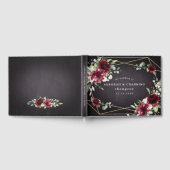 ブルゴーニュレッドブラックと金ゴールドフローラエレガントな結婚式 ゲストブック (全面)