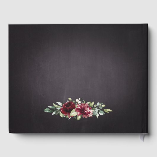 ブルゴーニュレッドブラックと金ゴールドフローラエレガントな結婚式 ゲストブック (裏面)