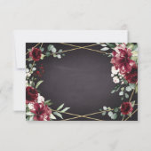 ブルゴーニュレッドブラックと金ゴールドフローラエレガントな結婚式 出欠カード (裏面)
