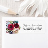 ブルゴーニュレッドブルーフローラ花差出人住所 ラベル (インサイチュ)