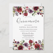 ブルゴーニュレッドボタニカルキンセアニェラパーティー 招待状 (正面)