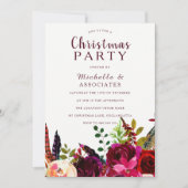 ブルゴーニュレッドボホフローラワーククリスマスパーティー 招待状 (正面)