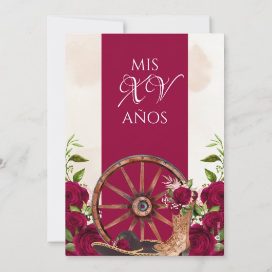 ブルゴーニュレッドローズチャロウェスタンキンセアニェラ 招待状 (裏面)