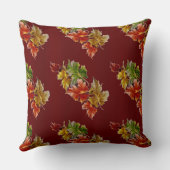ブルゴーニュレッド紅葉パターン装飾用クッション クッション (裏面)