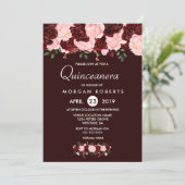 ブルゴーニュレッド赤面フラワーズキンセアニェラ招待状 招待状 (スタンド正面)