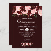 ブルゴーニュレッド赤面フラワーズキンセアニェラ招待状 招待状 (正面/裏面)